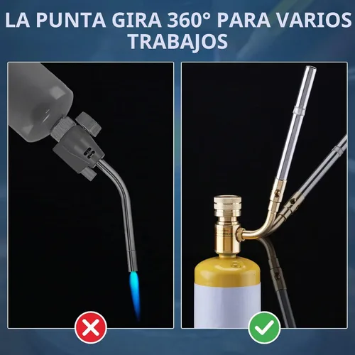 Vista 9 de 360° Swivel Propane Torch Head, Adjustable for Soldering and Brazing Dorado