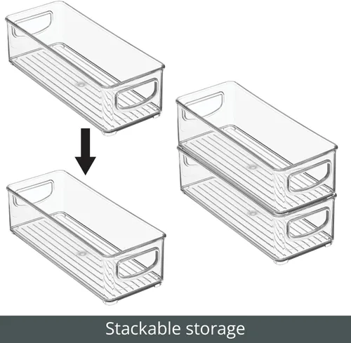 Vista 4 de mDesign - Contenedores pequeños de plástico para almacenamiento de oficina con asas para organización en gabinete de archivos, estante de armario