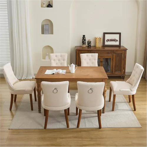 Vista 7 de Juego de 4 sillas de comedor modernas con respaldo, color beige