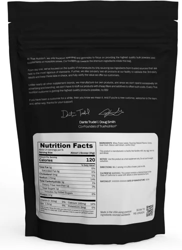 Vista 2 de True Nutrition Polvo aislado de proteína de suero – Filtrado en frío, 0.95 oz de proteína por porción – Apoya el crecimiento muscular