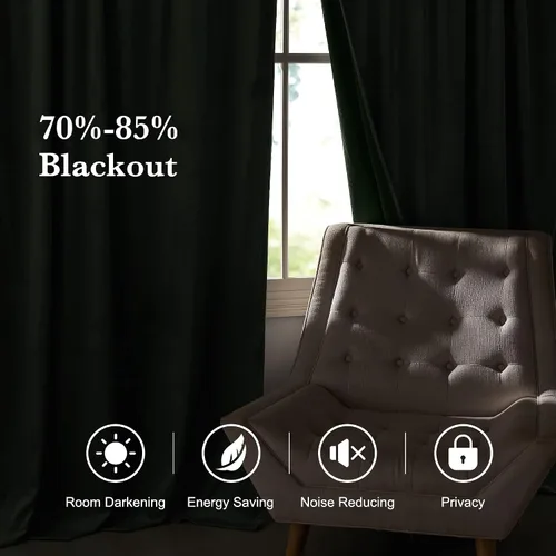 Vista 6 de RYB HOME Cortinas opacas de terciopelo para dormitorio, aislamiento térmico, privacidad, luz solar, bloqueo de calor, cortinas lujosas con bolsillo