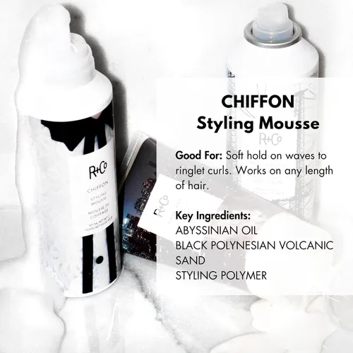 Vista 2 de R+Co Mousse de peinado CHIFFON: espuma ligera para el cabello, añade volumen y textura, todo tipo de cabello
