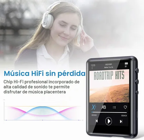 Vista 8 de Conrian - Reproductor Mp3 Bluetooth de 64 GB, pantalla táctil de 2,4 Negro
