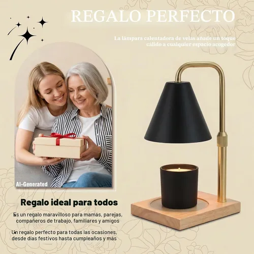 Vista 6 de Lámpara calentadora de velas con temporizador, regalos de cumpleaños B.negro