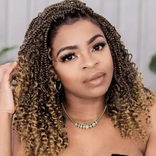 Vista 19 de Goddess Box Braids 1B3330 - Trenzas de ganchillo bohemias de 10 pulgadas para mujeres negras, paquete de 7 paquetes de trenzas bohemias preenlazadas