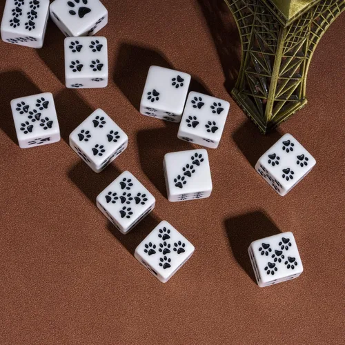Vista 5 de Juego de 10 dados D6 de 16 mm, juego de dados blancos de 6 lados para juegos de mesa RPG Leather Storage Bag, DM Gift, for Dungeons and Dragons