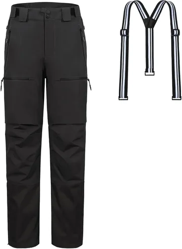 Vista 2 de Pioneer Camp Pantalones de esquí para hombre, pantalones de snowboard aislados, impermeables, pantalones de nieve para hombre, con peto desmontable