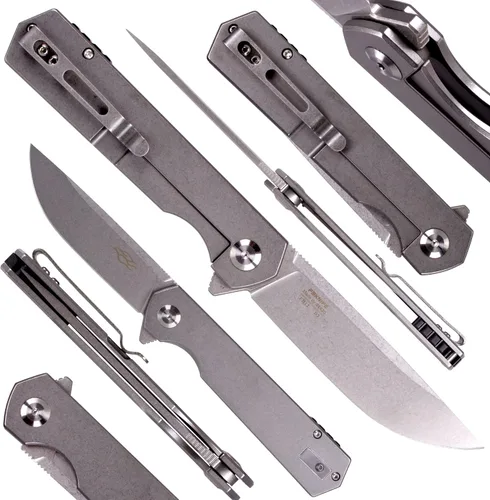Vista 3 de Firebird GANZO FH12-SS Cuchillo plegable de bolsillo, hoja de acero D2, mango de acero con clip para acampar al aire libre EDC Cuchillo de bolsillo