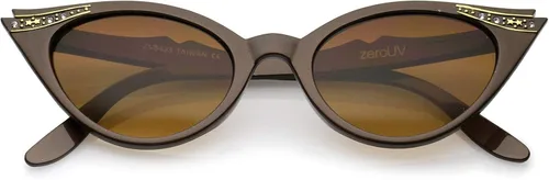 Vista 2 de Gafas de sol de ojo de gato con diamantes de imitación retro adornadas con lente ovalada, 2.008in