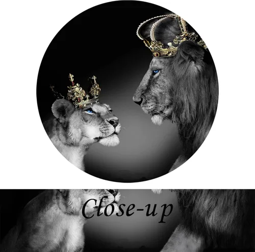 Vista 5 de KREATIVE ARTS 5 imágenes de león para decoración de pared para dormitorio, león africano, rey y reina con corona, arte de pared de animales salvajes