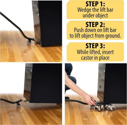 Vista 6 de Movers de muebles con ruedas – Juego de 4 herramientas elevadoras de muebles resistentes con capacidad de carga de 2000 libras, plataforma