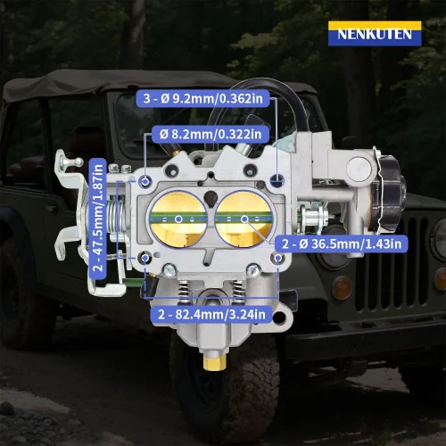 Vista 3 de NENKUTEN Carburador de 2 barriles para Jeep BBD 6 CYL 258Cu 4.2L Motores 1983-1988 Jeep CJ7 CJ5 Wagoneer Carburador de estrangulamiento automático