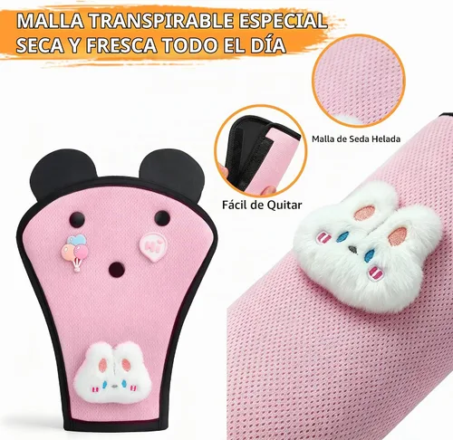 Vista 3 de Funda para Cojín de Cinturón de Seguridad para Niños, Lindas Fundas de Cinturón de Seguridad para Niños con Animales & Cojín Triangular para Niñas