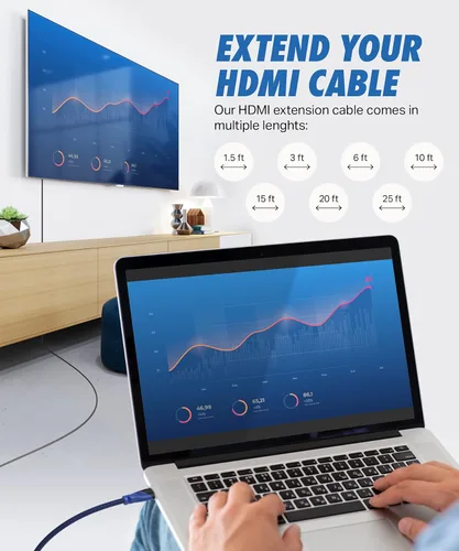 Vista 2 de Ultra Clarity Cables Cable de extensión HDMI 4K de 3 pies macho a hembra - 3 pies
