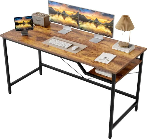 Vista 52 de Mericonia Escritorio para computadora, escritorio de juegos para espacios pequeños, mesa de estilo moderno y simple para oficina en casa, mesa