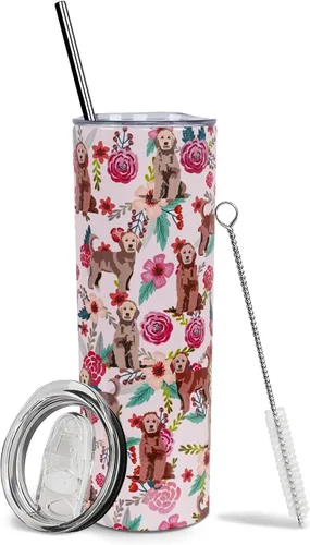 Vista 50 de Dachshund - Vaso de viaje aislado de acero inoxidable de 20 onzas con asa y pajilla, regalo para mujer, para el Día de la Madre, a prueba de fugas
