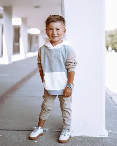 Vista 3 de MERSARIPHY Conjunto de ropa para bebé niño, sudadera con capucha de manga larga con bloques de color, sudadera con capucha, pantalones, trajes