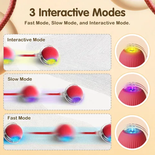 Vista 2 de Pelota de juguete interactiva para gatos, juguetes mejorados para gatos adultos aburridos en interiores y adultos, juguete interactivo auto rodante