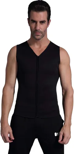 Vista 6 de Camiseta térmica para hombre, de neopreno, adelgazante, chaleco moldeador de cuerpo, entrenamiento, sudor, sauna, traje deportivo, quemador