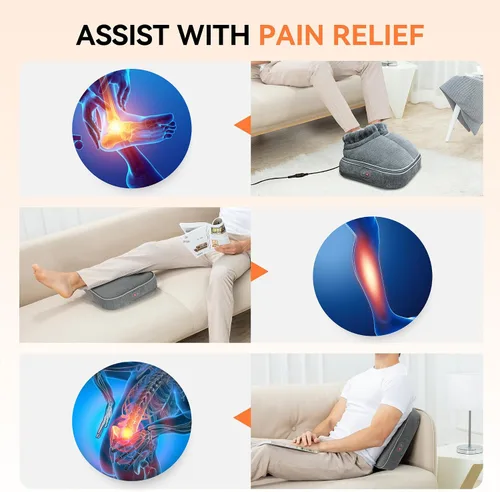 Vista 10 de Snailax Shiatsu - Masajeador de pies con calor, máquina eléctrica de masaje de pies para neuropatía, fascitis plantar, calentadores de pies