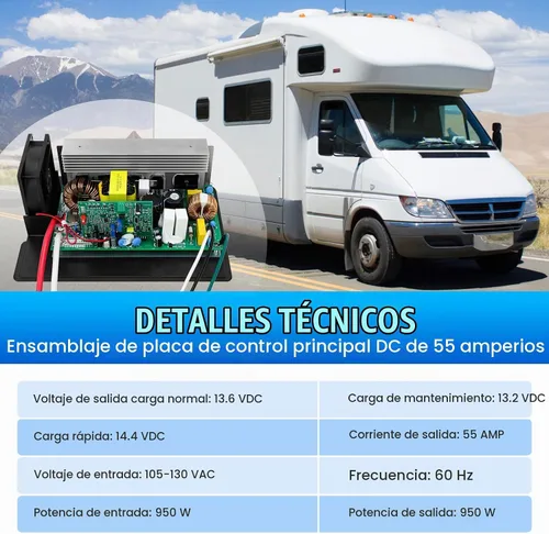 Vista 5 de Convertidor de potencia Wf-8955an actualizado con reconocimiento de plomo ácido y baterías de litio, convertidor Rv Wf-8955-Ad-Mba de 55 amperios