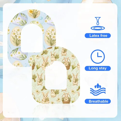 Vista 4 de 10 parches adhesivos para Omnipod 5, estilo Pascua, transpirables y sin látex, impermeables, accesorios CGM para sensor de sobreparche (5 estilos)
