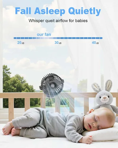Vista 9 de TCJJ - Ventilador portátil con clip de 5200 mAh recargable para cochecito