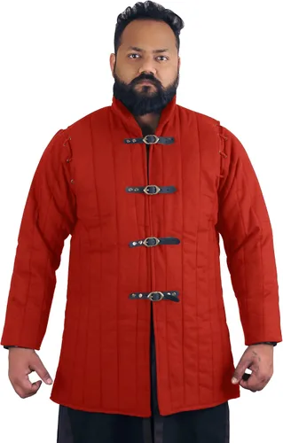 Vista 5 de THE MEDIEVALS Abrigo Gambeson acolchado grueso Aketon Chaqueta Armadura Negro