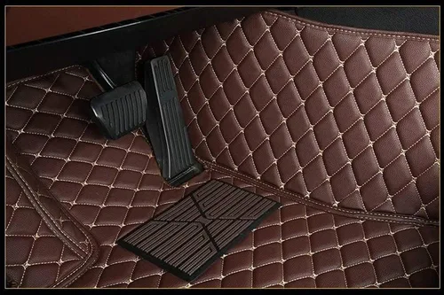 Vista 2 de Alfombrillas de cuero personalizadas para la parte delantera y trasera y de la tercera fila para automóvil, se adapta a la mayoría de SUV, sedán