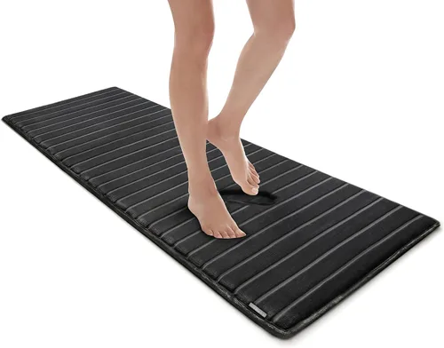 Vista 10 de Tapete de baño de espuma viscoelástica extra grueso, moderno, con infusión de carbón y base antideslizante GripTex, absorbente, de fácil cuidado