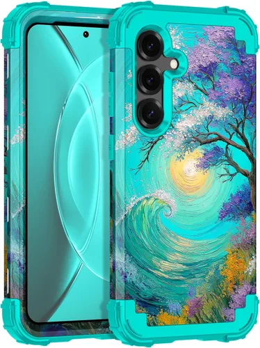Vista 55 de Rancase para Galaxy S25, Funda de tres capas, protección resistente a los golpes, paraguas de plástico duro + funda protectora de goma de silicona