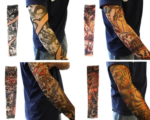 Vista 5 de Paquete de 20 piezas de mangas de tatuaje temporales falsas de Monster Art Body Art Accesorios - Designs Tribal, Dragon, Skull, etc.