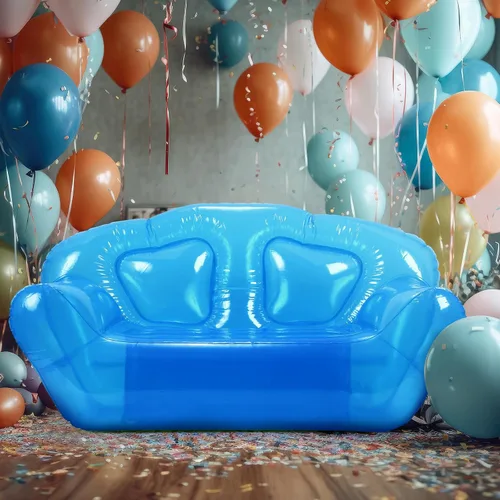 Vista 2 de Kigley Tumbona Inflable Sofá Hinchable Transparente Asiento de Sofá Inflable para Patio de Jardín Muebles de Aire Portátiles para Acampada Playa Azul