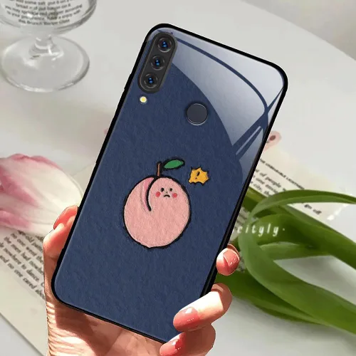 Vista 6 de Funda delgada compatible con Huawei P30 Lite, vidrio templado y TPU suave, funda protectora a prueba de golpes de frutas a prueba de golpes para Azul