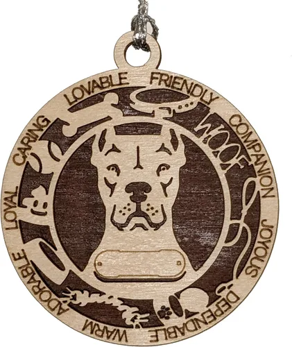 Vista 14 de Adorno de Navidad personalizado para perro Cavalier King Charles Spaniel, redondo de 3 pulgadas, madera cortada con láser de 2 capas, nombre y texto