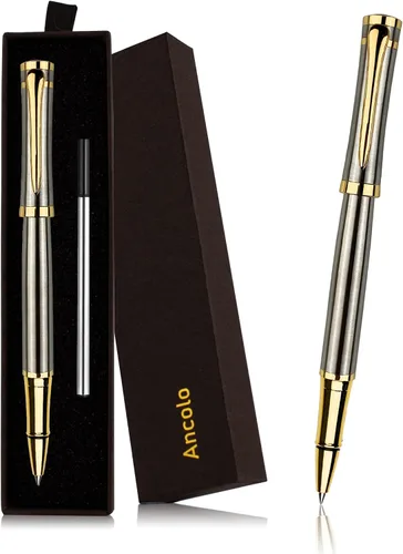 Vista 11 de Ancolo Fancy Roller Pen Set de bolígrafo de lujo con 2 recambios de tinta negra - 0.028 in. Bonitos bolígrafos de regalo para mujeres o hombres.