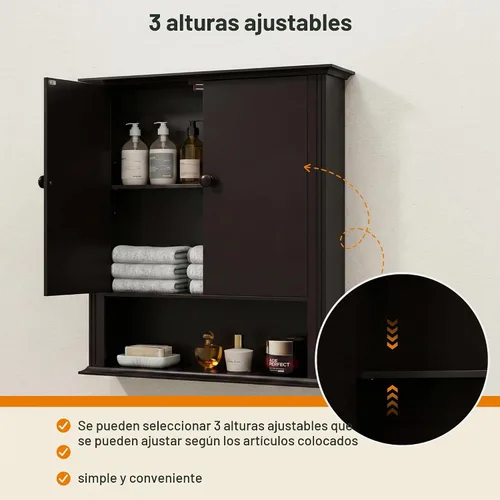 Vista 4 de Gabinete de pared del cuarto de baño, sobre el almacenamiento del inodoro Marrón