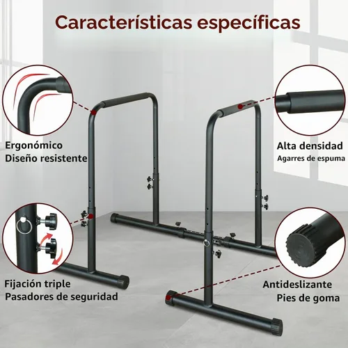 Vista 5 de Estación de inmersión funcional, soportes de inmersión resistentes para entrenamiento de fitness, estabilizador de barra de inmersión, parallette