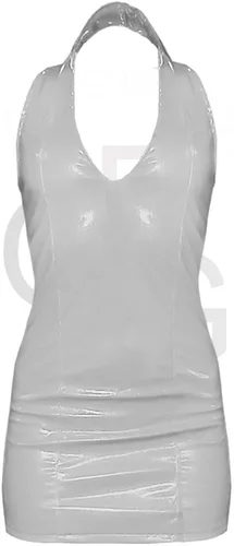 Vista 3 de Di Blanco - Mini Vestido Vinilo PVC BlancoNegroRojo Tallas XS-L, Blanco