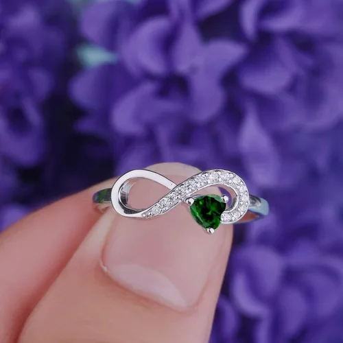 Vista 78 de Anillo Jo Wisdomo de compromiso. de plata esterlina, con corazón e infinito, anillo de amistad, para ella