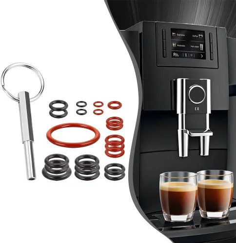 Vista 2 de Kit de mantenimiento para máquinas de café Saeco con llave ovalada y sellos Oring, solución de preparación eficaz
