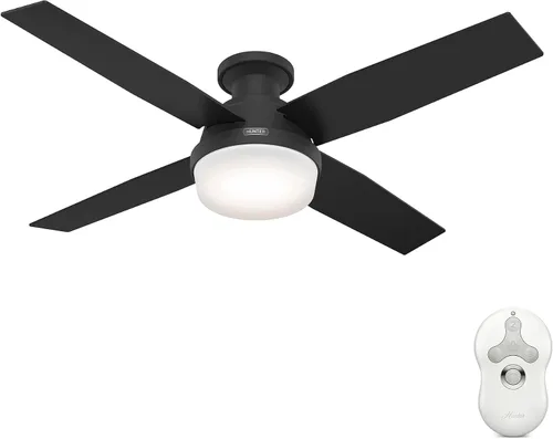 Vista 17 de Hunter Dempsey, ventilador de techo, moderno, 44 pulgadas, níquel cepillado