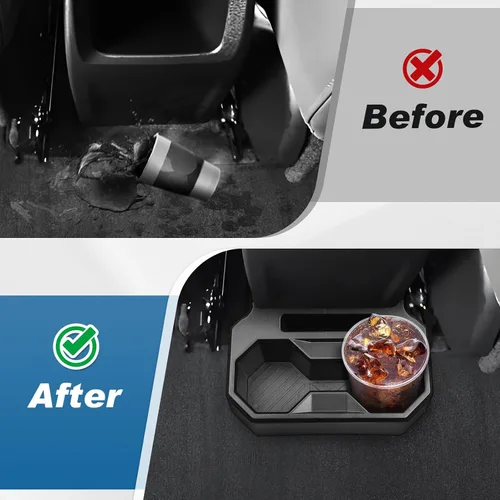 Vista 3 de Karltys Portavasos para asiento trasero de automóvil, bandeja organizadora de portavasos trasera fija con herramientas, accesorios interiores