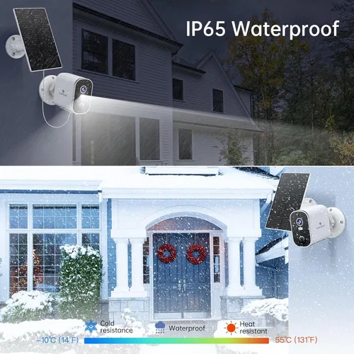 Vista 3 de Solar Security Cameras Wireless Outdoor: 2K Battery Powered WiFi Camera with AI Motion Detection for Home - Color Night Vision Spotlight Siren Alarm