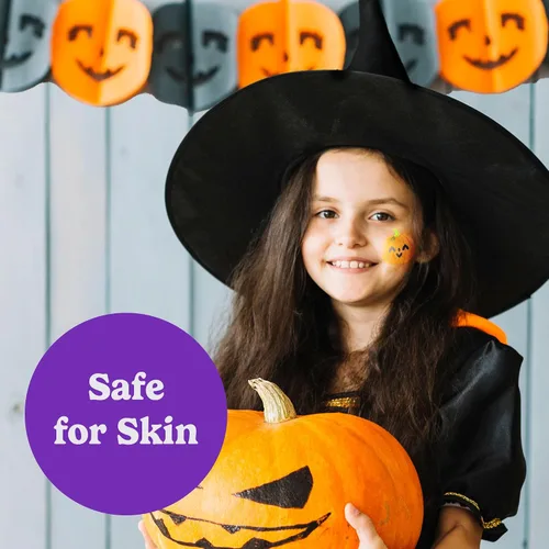 Vista 3 de HOUSE OF PARTY Tatuajes temporales de Halloween para niños, 84 calcomanías de Hocus Pocus, tatuajes de murciélago, calcomanías de calavera, tatuajes