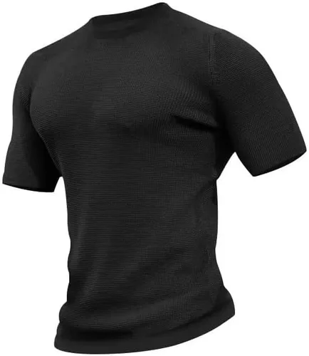 Vista 2 de Rela Bota Camisetas musculares de manga corta para hombre, cuello redondo, de algodón suave