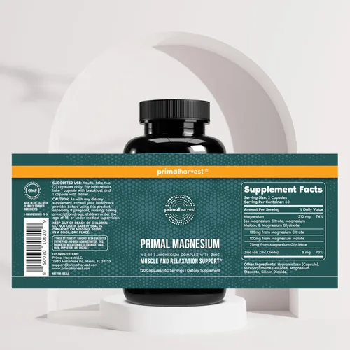 Vista 5 de Primal Harvest Mind Fuel & Suplementos de glicinato de magnesio para mujeres y hombres, paquete de píldoras de refuerzo cerebral de magnesio