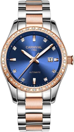 Vista 14 de TEINTOP Carnival Reloj mecánico automático para mujer con correa de acero inoxidable