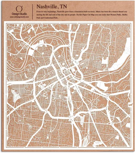 Vista 82 de O3 Design Studio Aberdeen - Mapa de papel cortado en papel blanco de 12 x 12 pulgadas