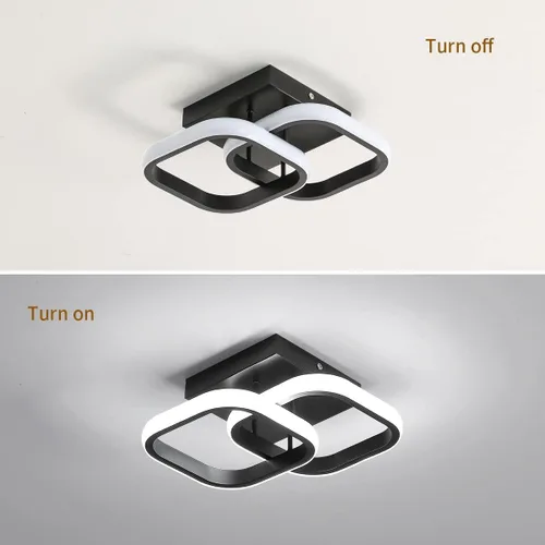 Vista 7 de Lámpara de techo LED moderna, 9 pulgadas, cuadrada, 6500 K, blanco frío, negro, mini lámpara de techo para pasillo, dormitorio, cocina, balcón